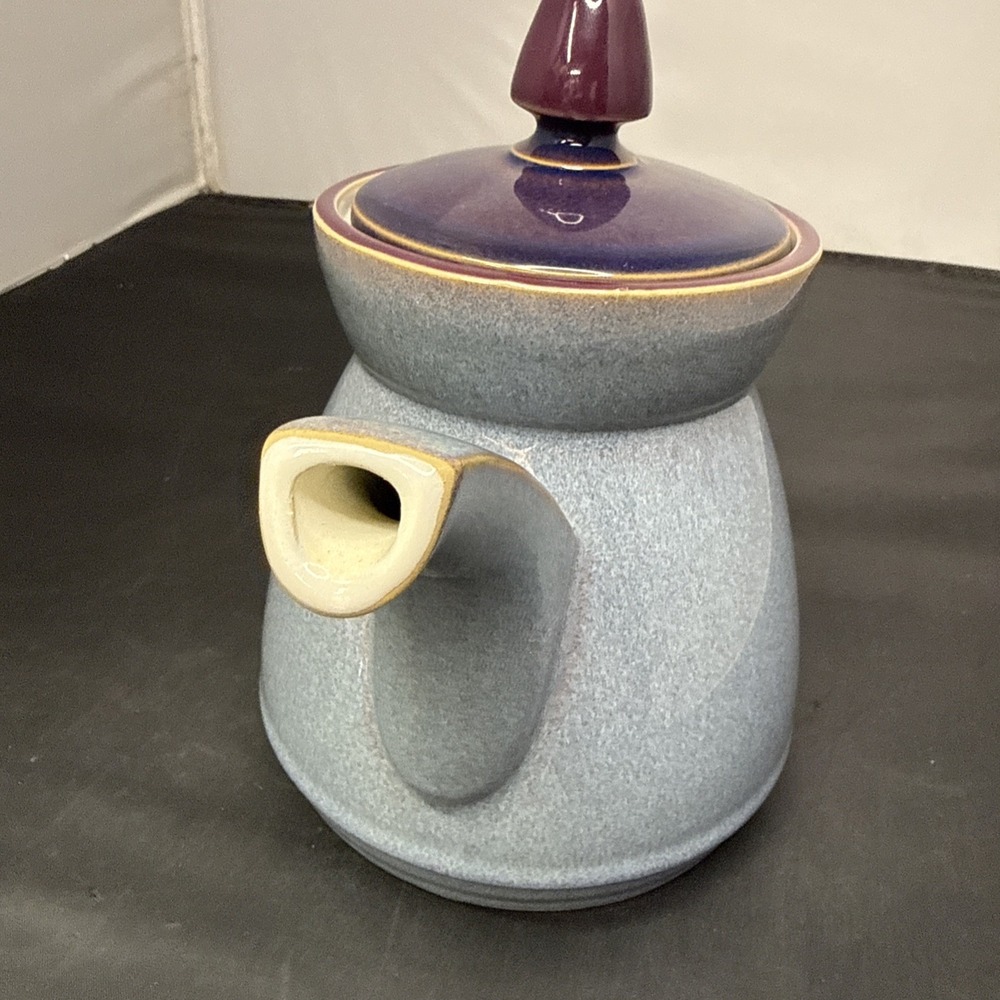 DENBY, England storm blue gray plum tea pot stoneware 7.5"x9.25"